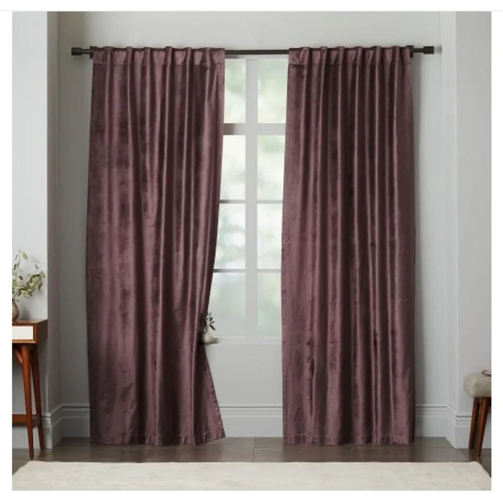 Set 2 / WEST ELM Luster Velvet Curtain 96”